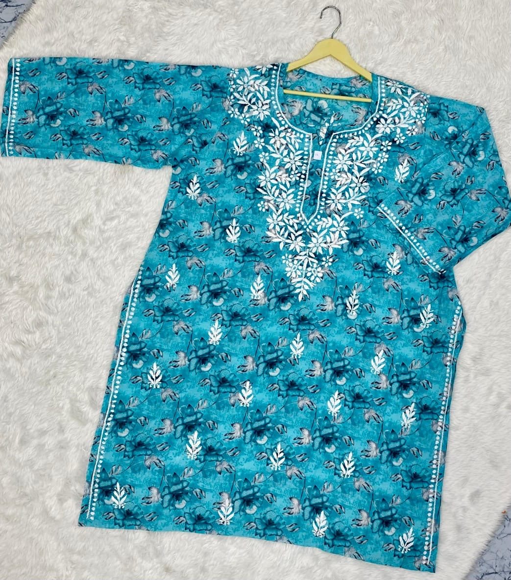 Plus Size mul mul long Kurta - Chikankari official
