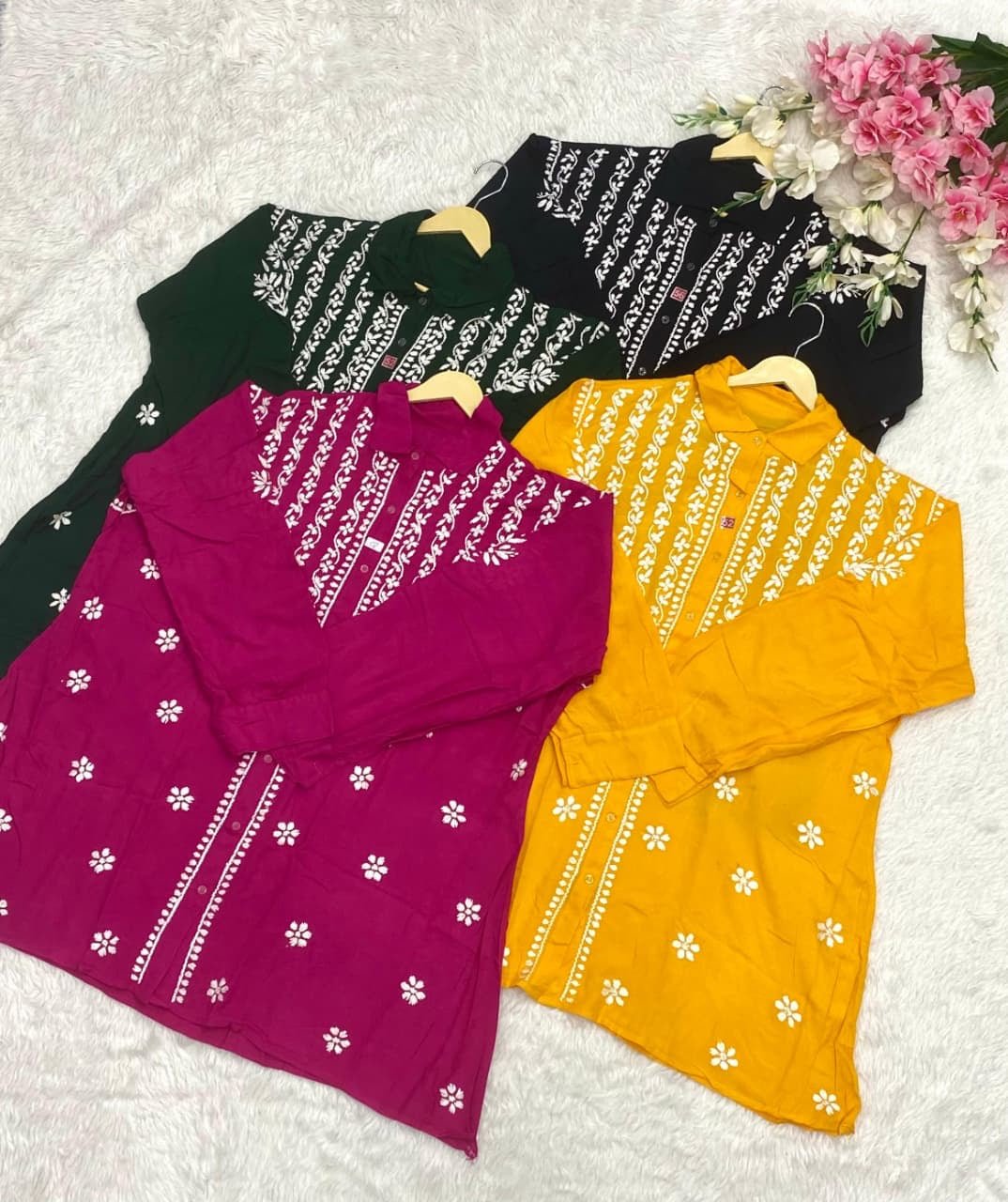 Plus size Rayon Chikankari Short Shirt - Chikankari official