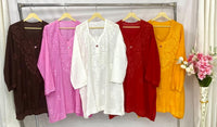 Plus Size Rayon Comfy Short Top - Chikankari official