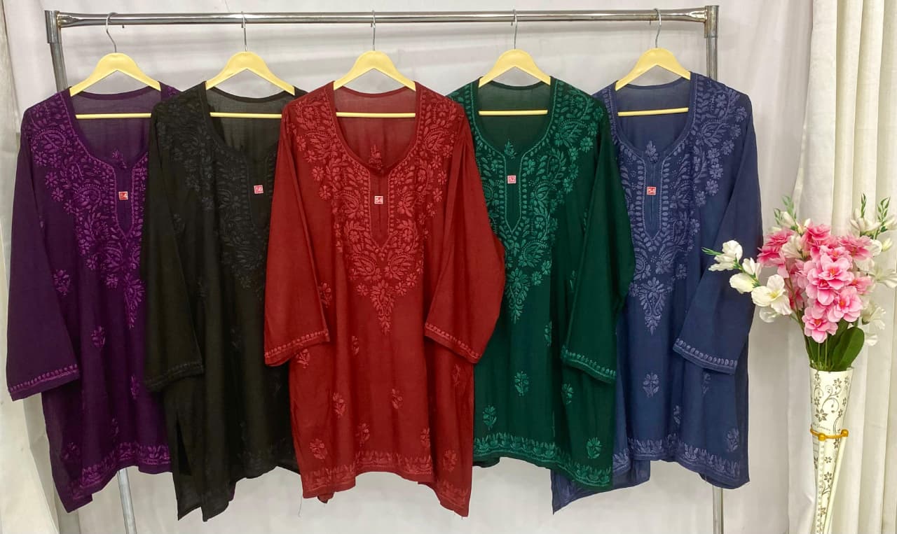 Plus Size Rayon Comfy Short Top - Chikankari official