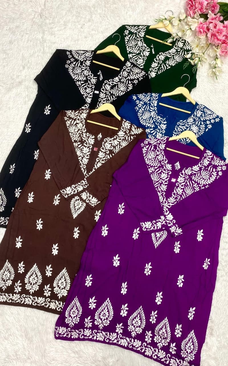 Plus Size Rayon Kurta All day Comfort - Chikankari official