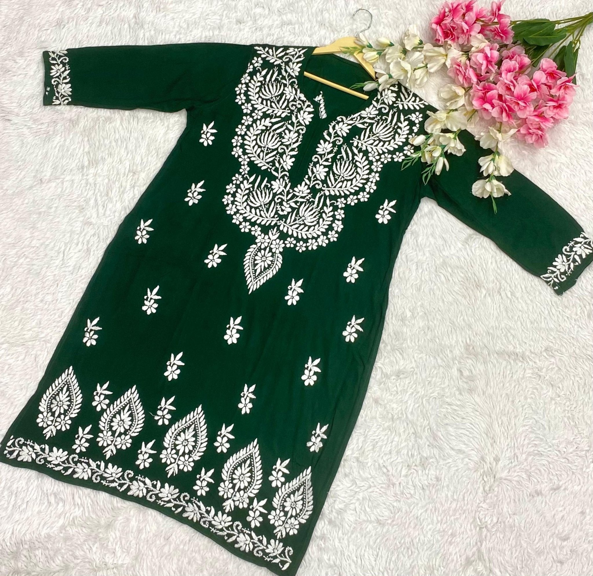 Plus Size Rayon Kurta All day Comfort - Chikankari official