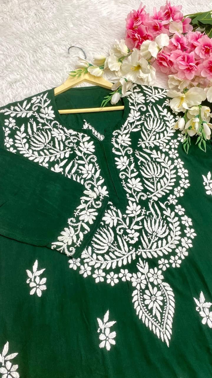 Plus Size Rayon Kurta All day Comfort - Chikankari official