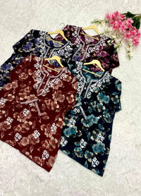 Plus size Rayon short Rops Multi shade - Chikankari official