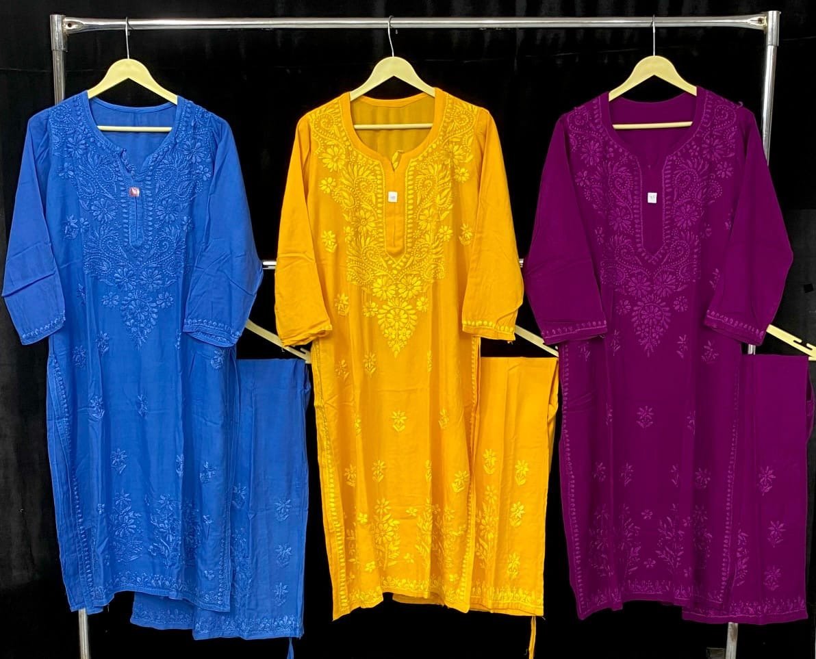 Plus size soft Rayon chikankari combo - Chikankari official