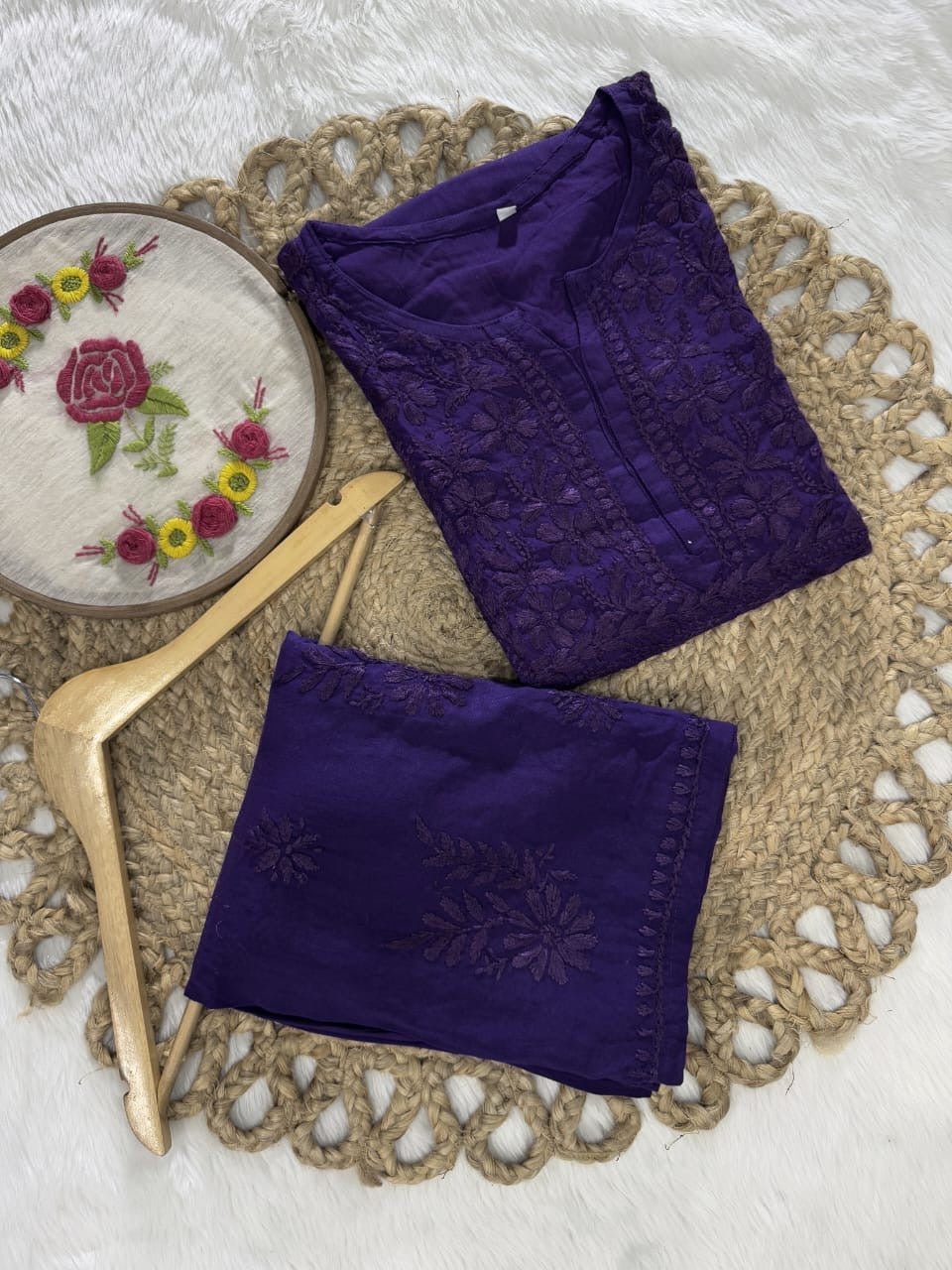 Plus Size Tone to tone Set - Chikankari official