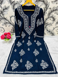 Plus sizes Soft Rayon Big Buta kurta - Chikankari official