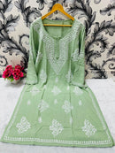 Plus sizes Soft Rayon Big Buta kurta - Chikankari official