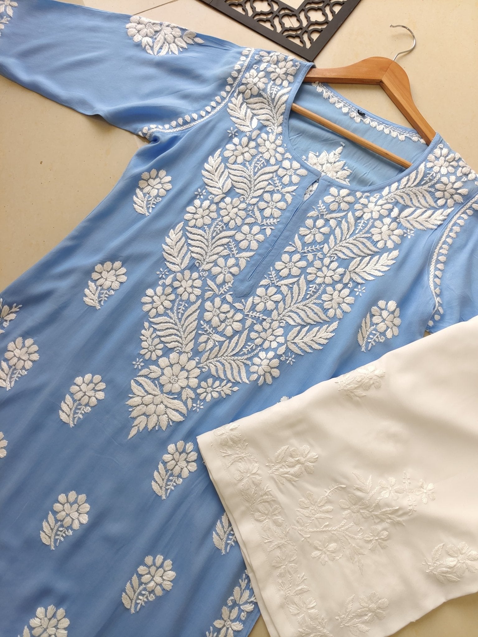 Premium 3D Modal worm Daman Kurta - Chikankari official