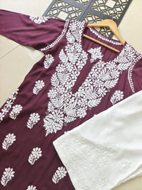 Premium 3D Modal worm Daman Kurta - Chikankari official