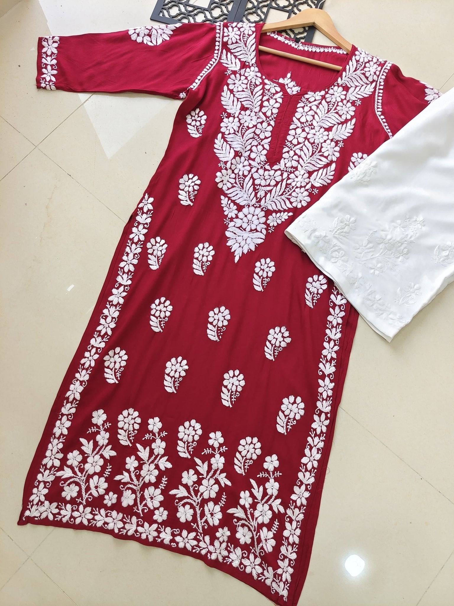 Premium 3D Modal worm Daman Kurta - Chikankari official