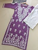 Premium 3D Modal worm Daman Kurta - Chikankari official