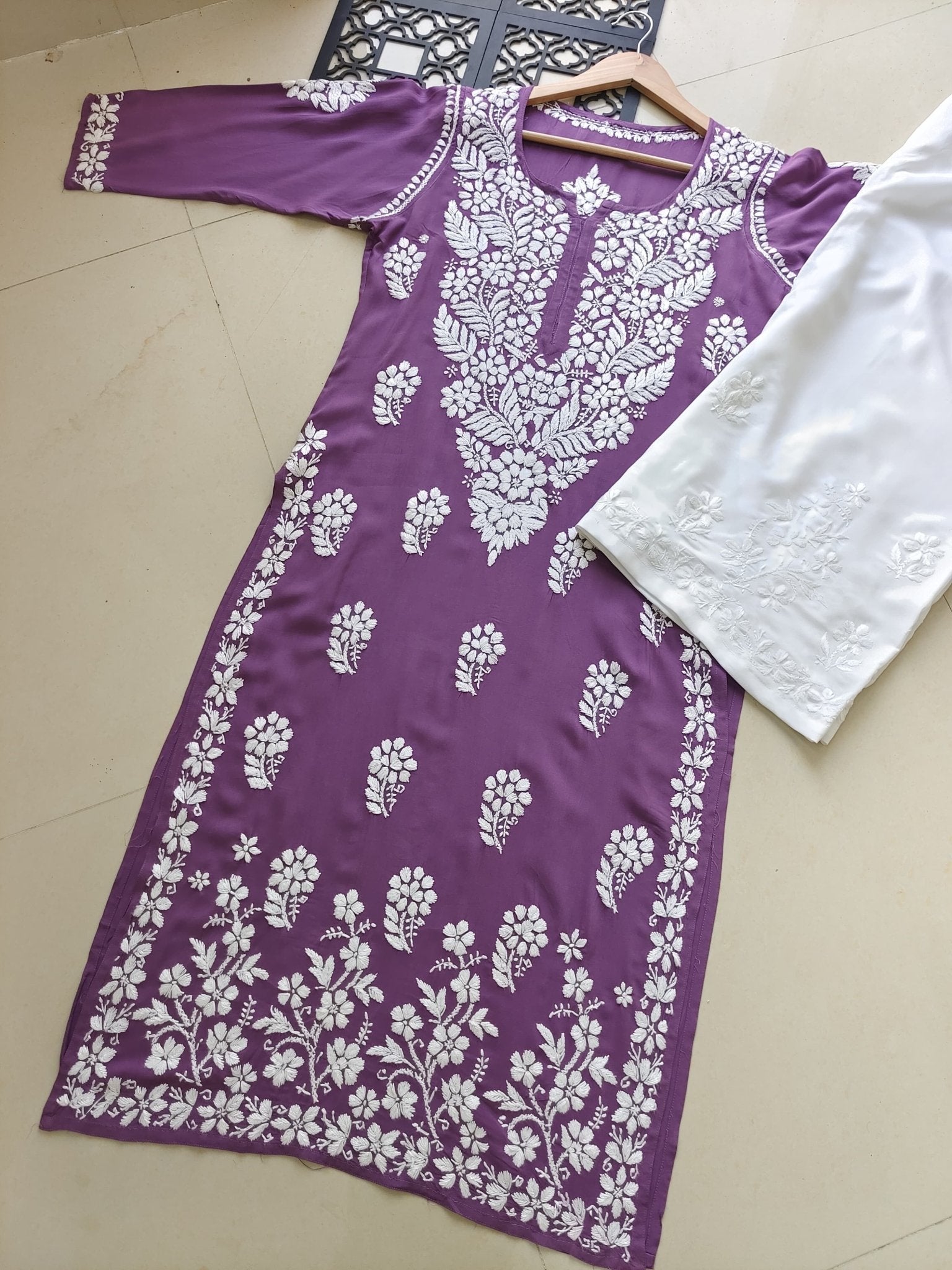 Premium 3D Modal worm Daman Kurta - Chikankari official