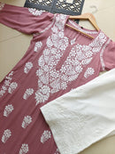 Premium 3D Modal worm Daman Kurta - Chikankari official