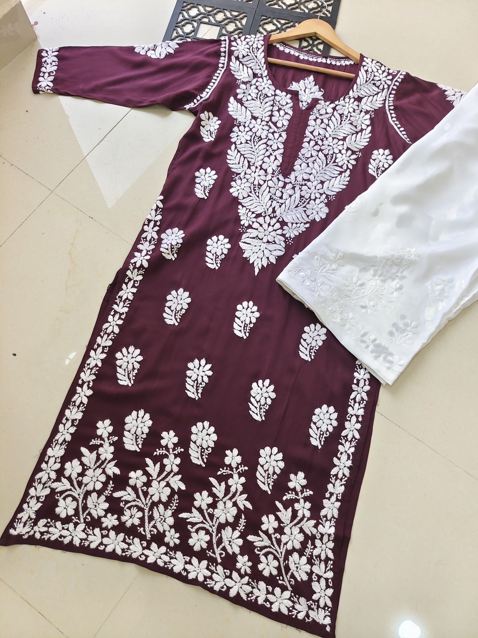 Premium 3D Modal worm Daman Kurta - Chikankari official