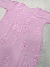 Premium 3D work Viscose Muqaish Kurti - Chikankari official