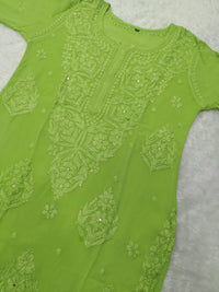 Premium 3D work Viscose Muqaish Kurti - Chikankari official