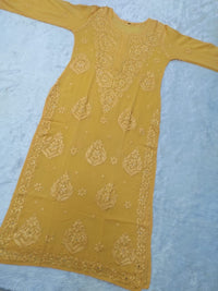 Premium 3D work Viscose Muqaish Kurti - Chikankari official