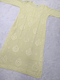 Premium 3D work Viscose Muqaish Kurti - Chikankari official