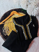 premium beautiful black side border moodal kurta - Chikankari official