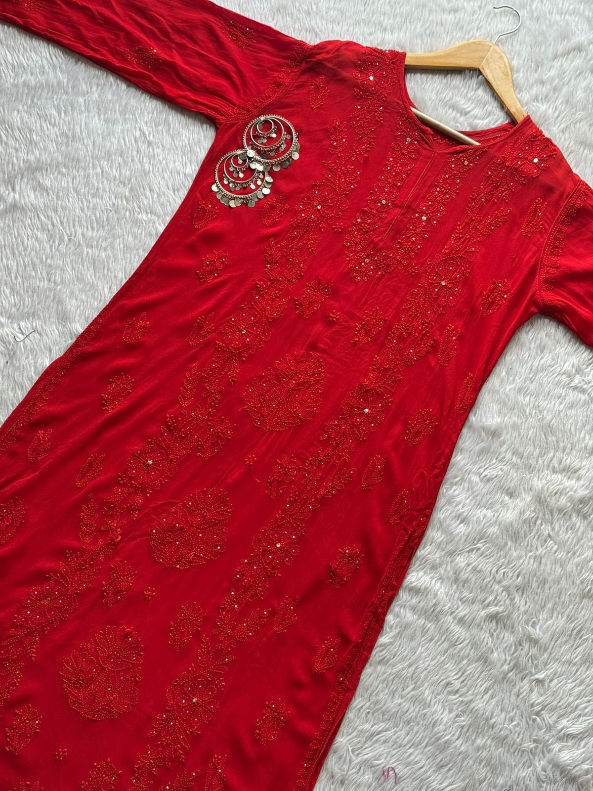 premium beautiful lining boota Viscouse kurti with jaal pant - Chikankari official