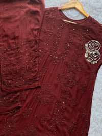 premium beautiful lining boota Viscouse kurti with jaal pant - Chikankari official