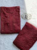 premium beautiful lining boota Viscouse kurti with jaal Plazzo - Chikankari official