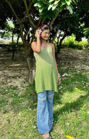 premium beautiful resham viscouse sleveless short kurti - Chikankari official