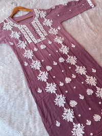 premium beautiful rose design viscouse kurti - Chikankari official
