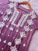premium beautiful rose design viscouse kurti - Chikankari official