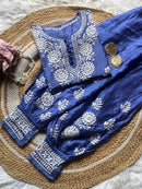 Premium Butter soft Chanderi Short Afghani co - ord set - Chikankari official