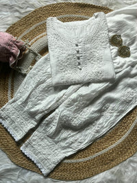 Premium Butter soft Chanderi Short Afghani co - ord set - Chikankari official