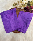 Premium Chanderi Dyed Co - ord - Chikankari official