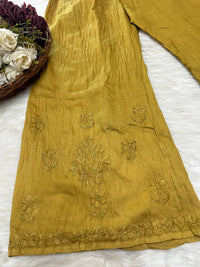 Premium Chanderi Dyed Co - ord - Chikankari official