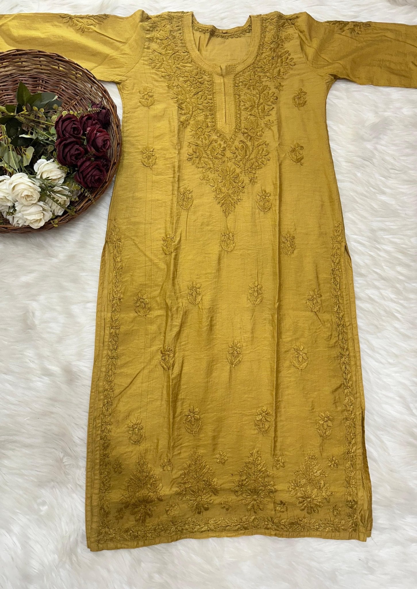 Premium Chanderi Dyed Co - ord - Chikankari official