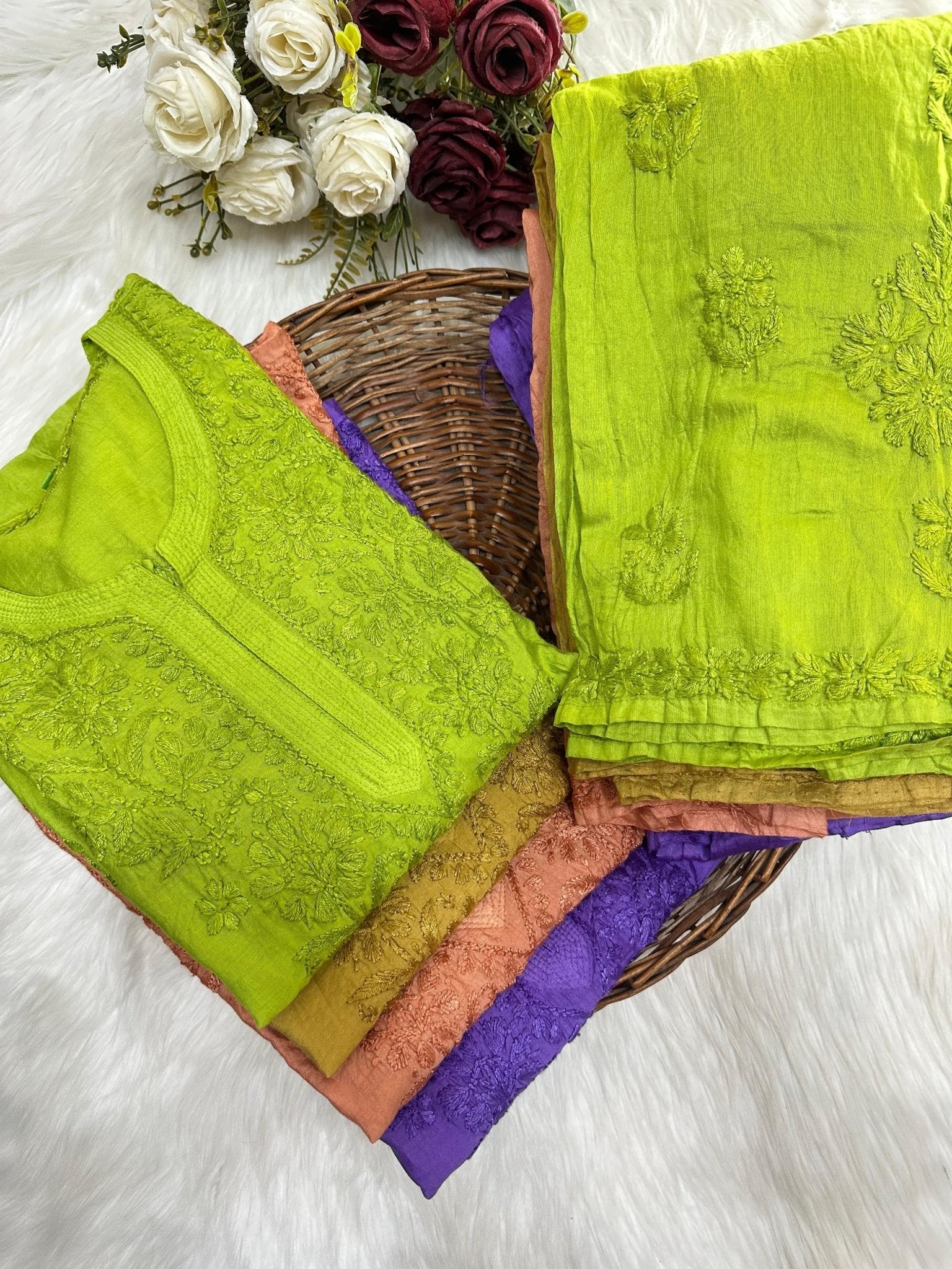 Premium Chanderi Dyed Co - ord - Chikankari official