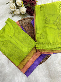 Premium Chanderi Dyed Co - ord - Chikankari official