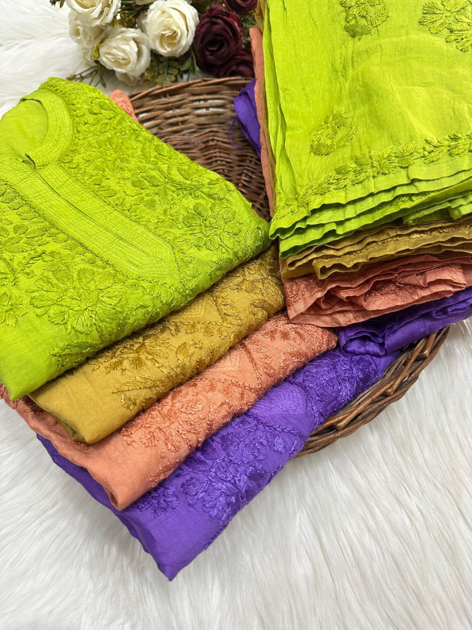 Premium Chanderi Dyed Co - ord - Chikankari official