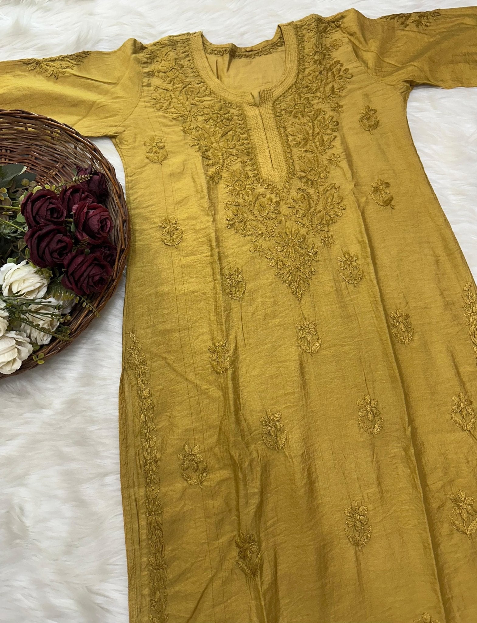 Premium Chanderi Dyed Co - ord - Chikankari official