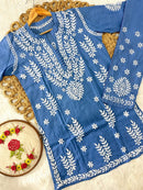 Premium Cotton Short Kurti & Pant - Chikankari official