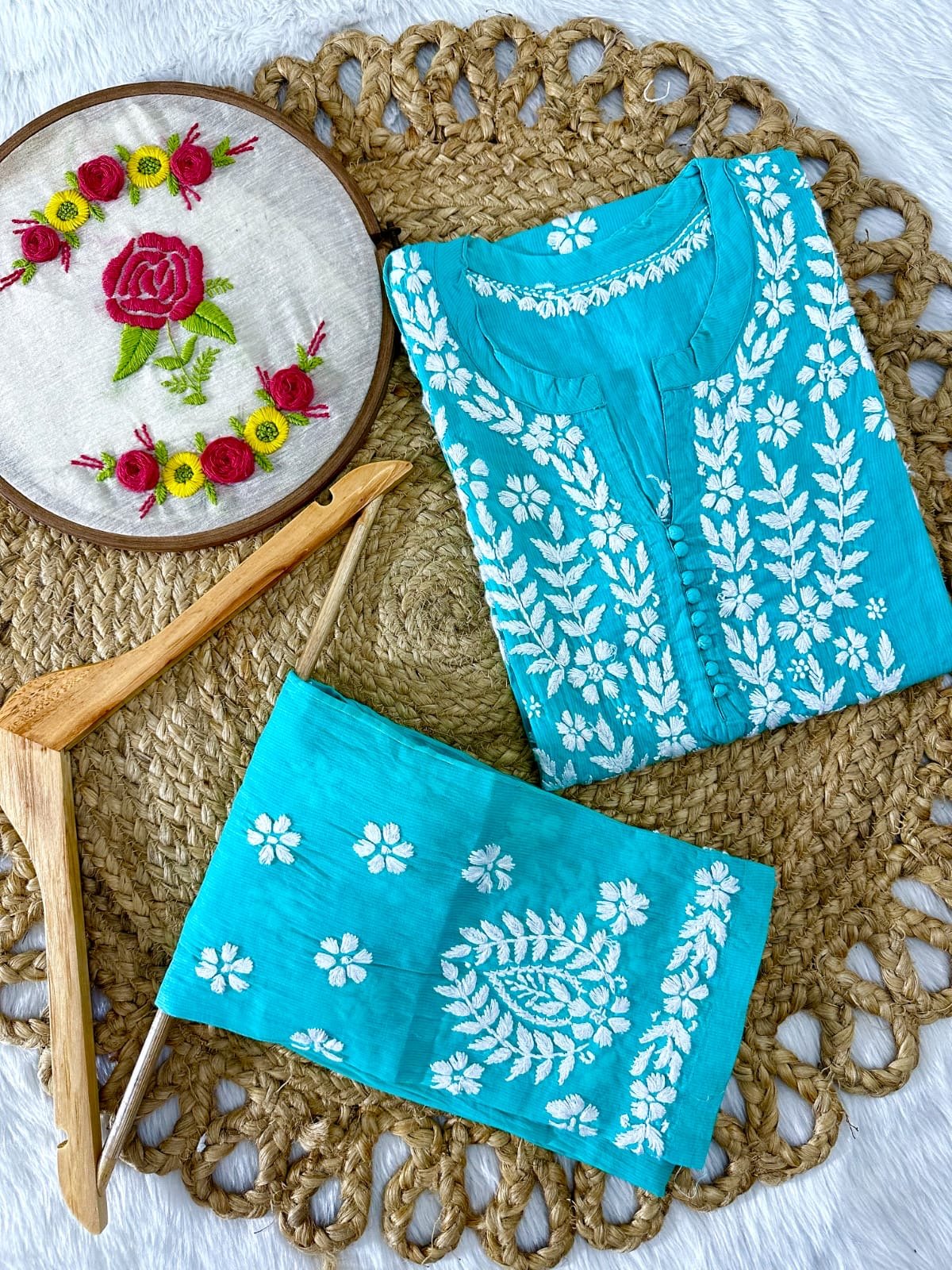 Premium Cotton Short Kurti & Pant - Chikankari official