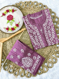 Premium Cotton Short Kurti & Pant - Chikankari official