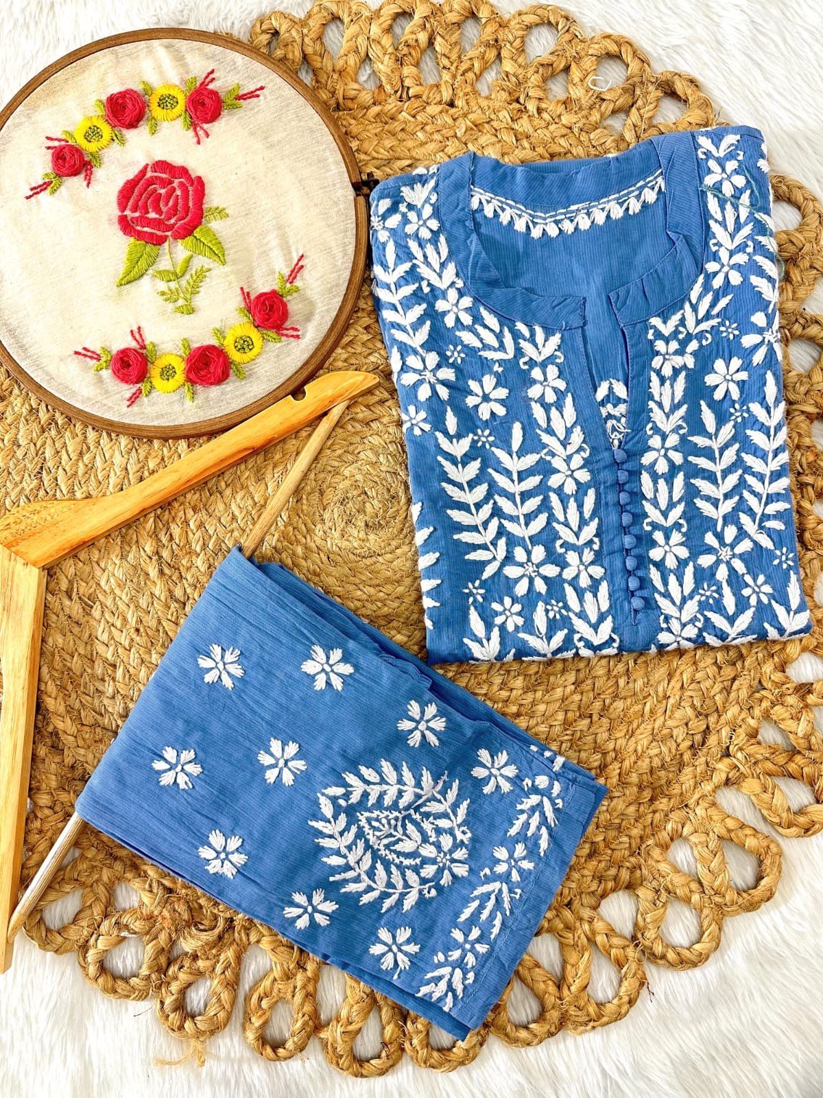 Premium Cotton Short Kurti & Pant - Chikankari official