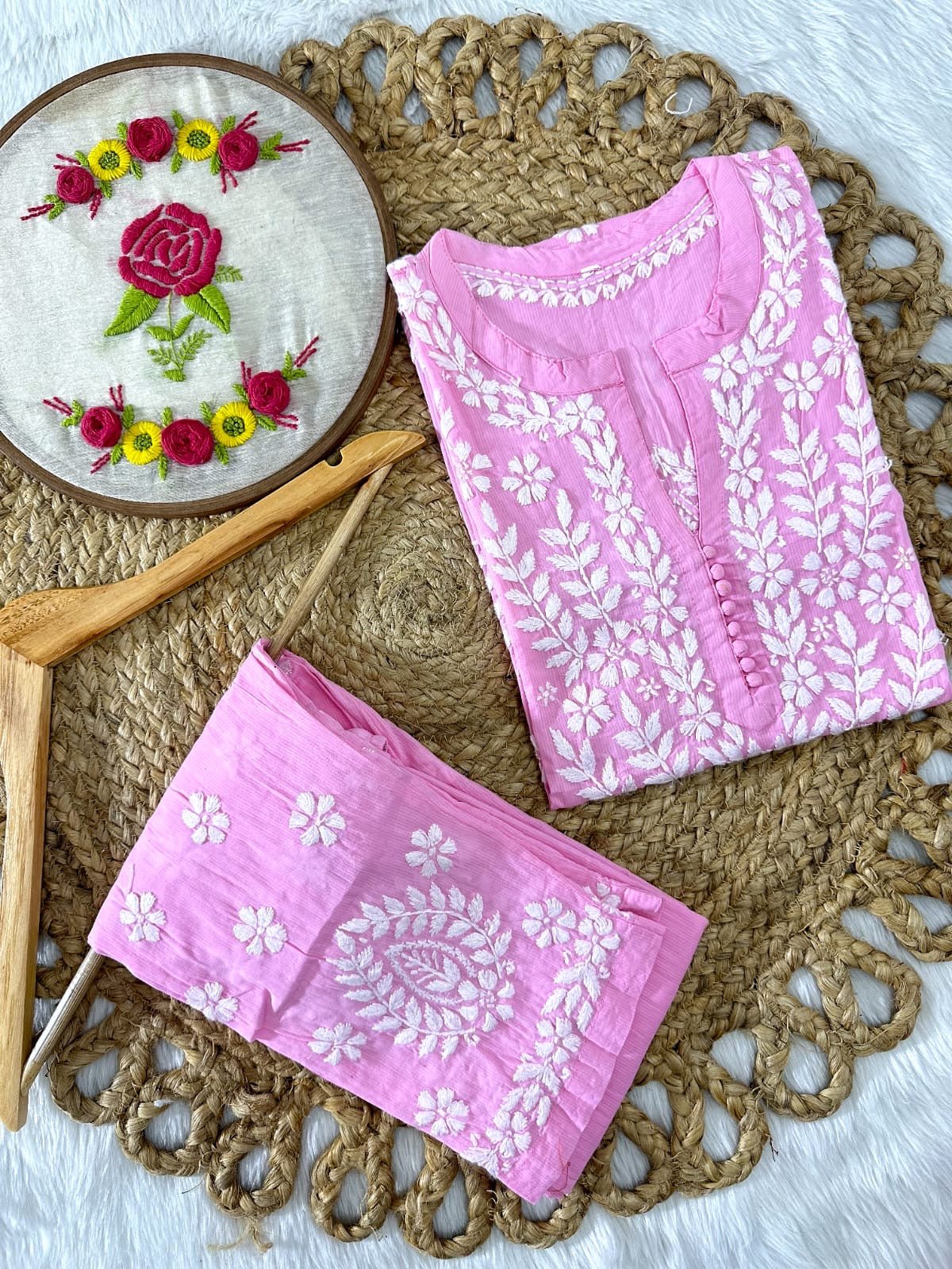 Premium Cotton Short Kurti & Pant - Chikankari official