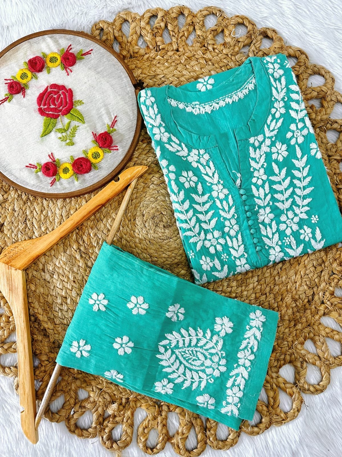 Premium Cotton Short Kurti & Pant - Chikankari official