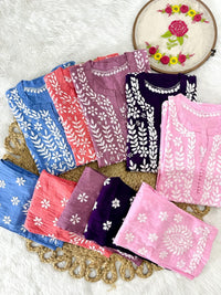 Premium Cotton Short Kurti & Pant - Chikankari official
