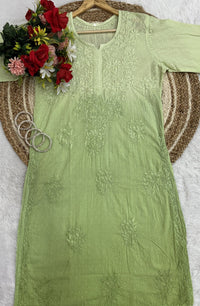 Premium Dobby Cotton Dyeable Dual Shade Kurtas With Free size Pant - Chikankari official