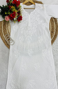 Premium Dobby Cotton Dyeable Dual Shade Kurtas With Free size Pant - Chikankari official