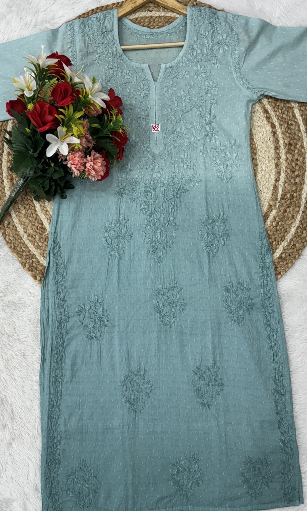 Premium Dobby Cotton Dyeable Dual Shade Kurtas With Free size Pant - Chikankari official