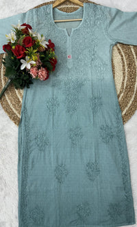 Premium Dobby Cotton Dyeable Dual Shade Kurtas With Free size Pant - Chikankari official